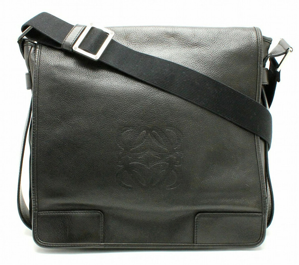 Loewe Anagram Leather Messenger Crossbody Black